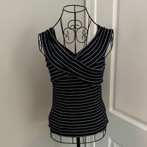NWT Cupcakes and Cashmere Striped Black Tank Top in Size Large